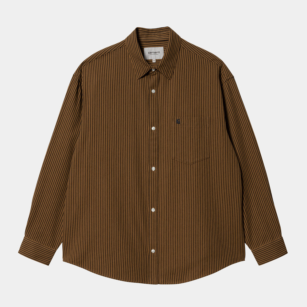 L/S Kyle Shirt - Drake Stripe, Hamilton Brown/Black