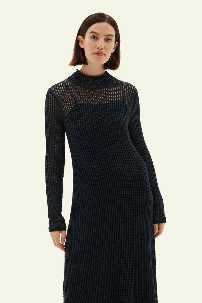 Salina Waffle Knit Dress - Black