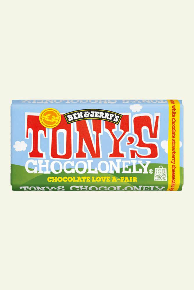 Tony's Chocolonely - Ben Jerry's White Chocolate Strawberry Cheesecake 180g Bar