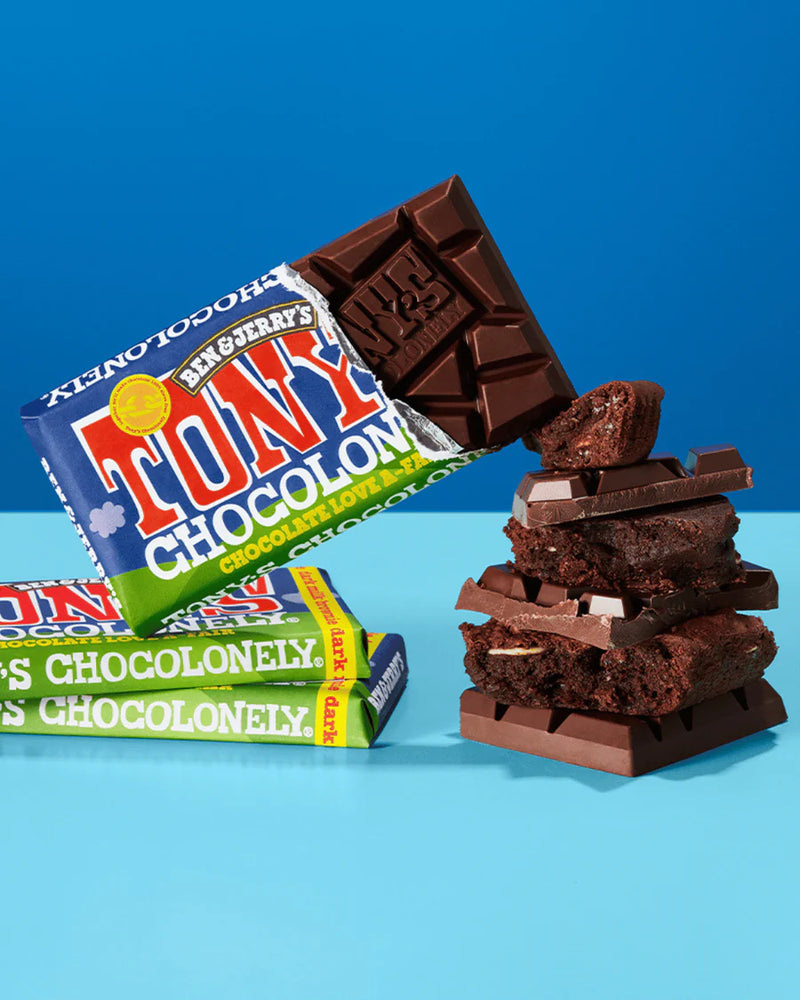 
            
                Load image into Gallery viewer, Tony&amp;#39;s Chocolonely - Ben Jerry&amp;#39;s Dark Milk Chocolate Brownie 180g Bar
            
        