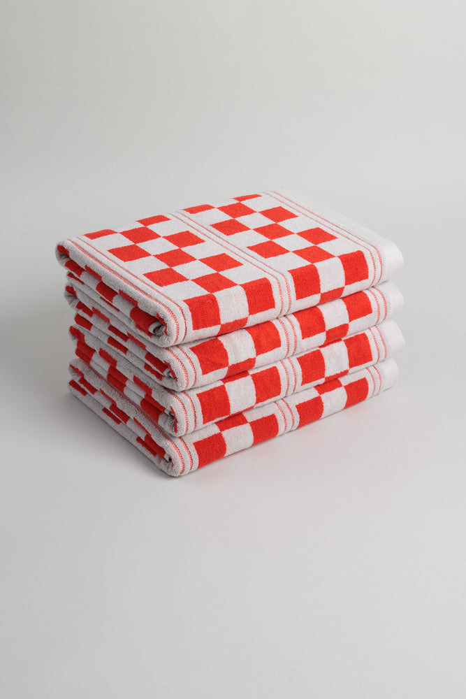 Busby - Limited Edition Pool Towel - Cloud & Ranch Red