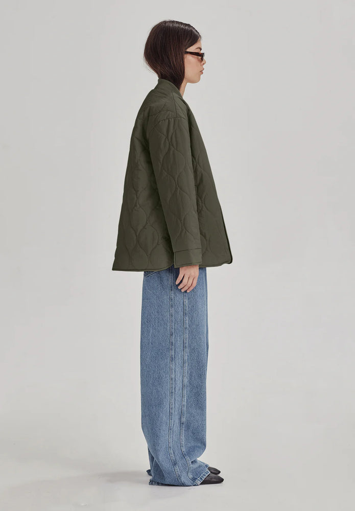Quilted Jacket - Olive Grey