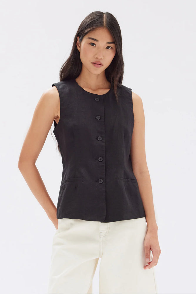 Calla Linen Top - Black