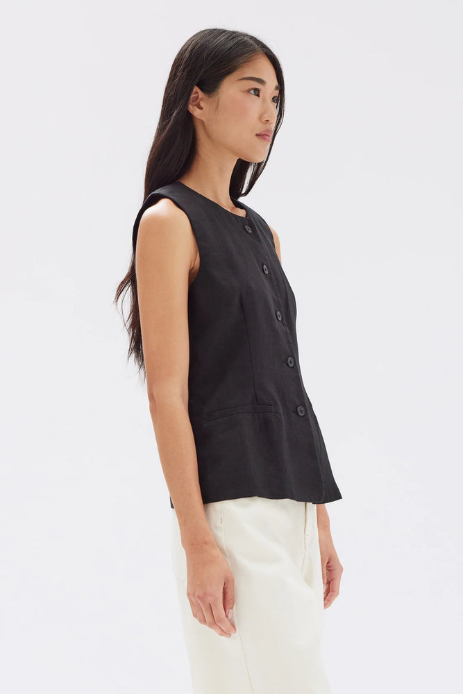 Calla Linen Top - Black