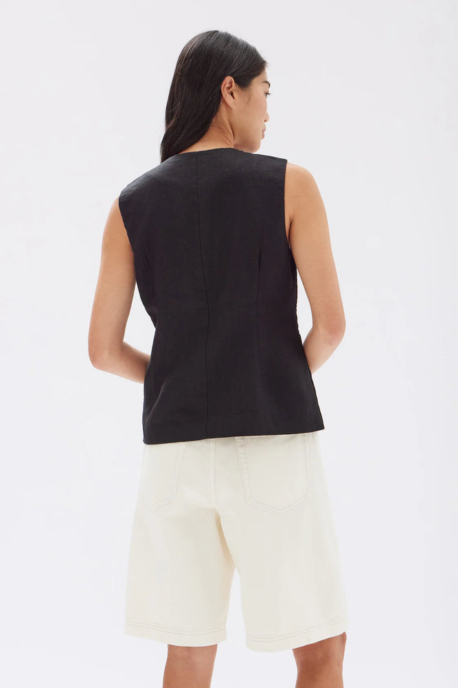 Calla Linen Top - Black