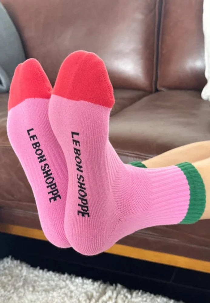 Color Block Girlfriend Sock - Rose Green
