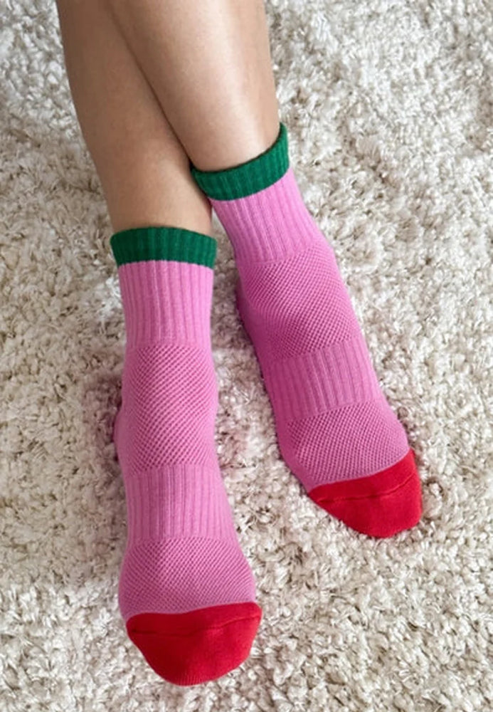 Color Block Girlfriend Sock - Rose Green