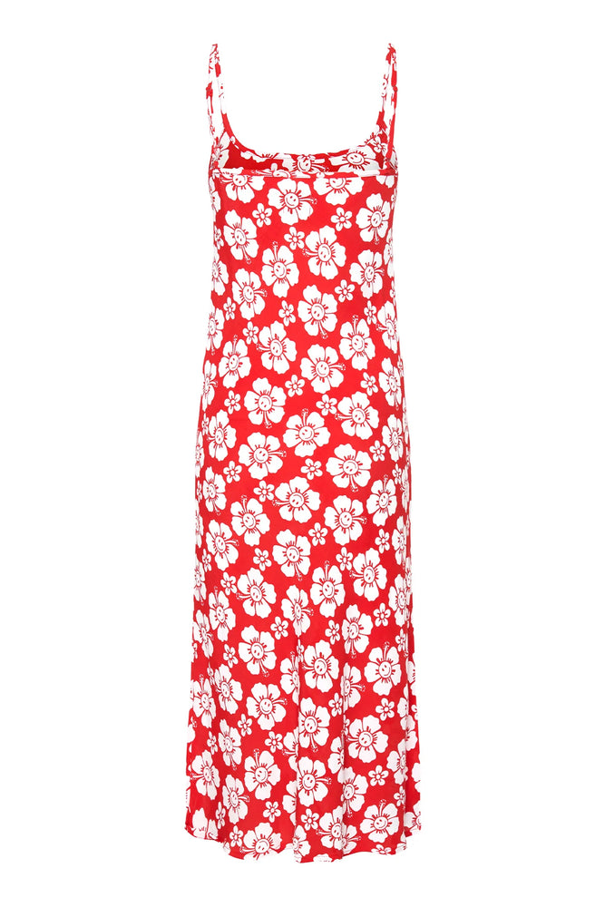 Happy Hibiscus Vacation Slip Dress -  Red