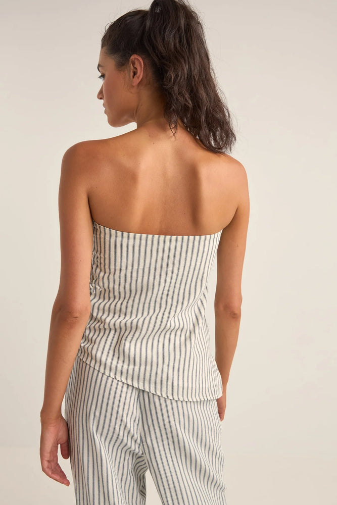 Frankie Strapless Top – Navy Stripe