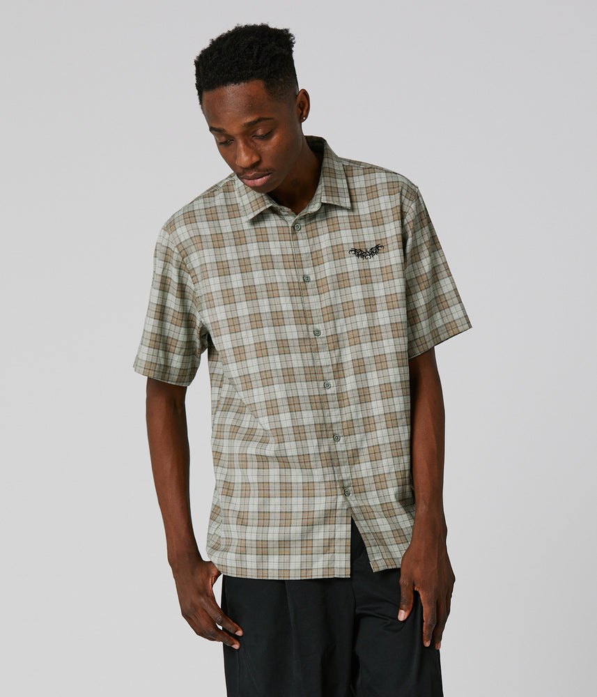 Manners Check S/S Shirt - Green Brown