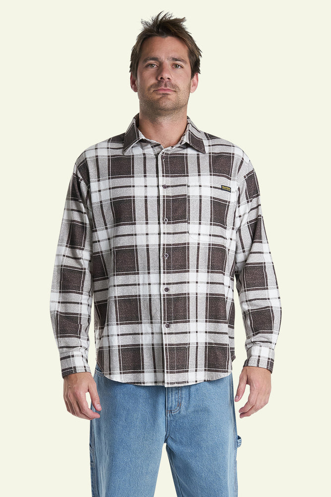 Hard Yakka x Thrills  Flannel Sleeve Shirt - Postal Brown