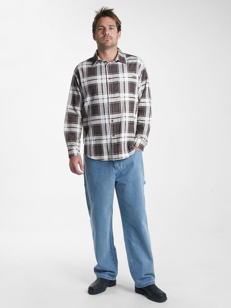 
            
                Load image into Gallery viewer, Hard Yakka x Thrills  Flannel Sleeve Shirt - Postal Brown
            
        