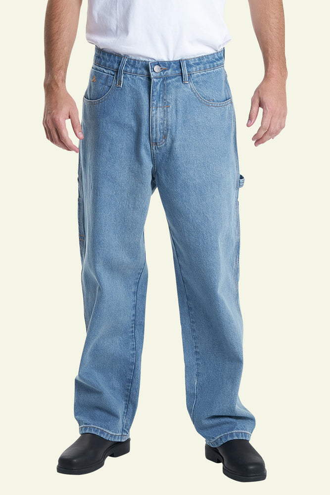 Hard Yakka x Thrills Big Slacker Carpenter Jean- Drill Blue