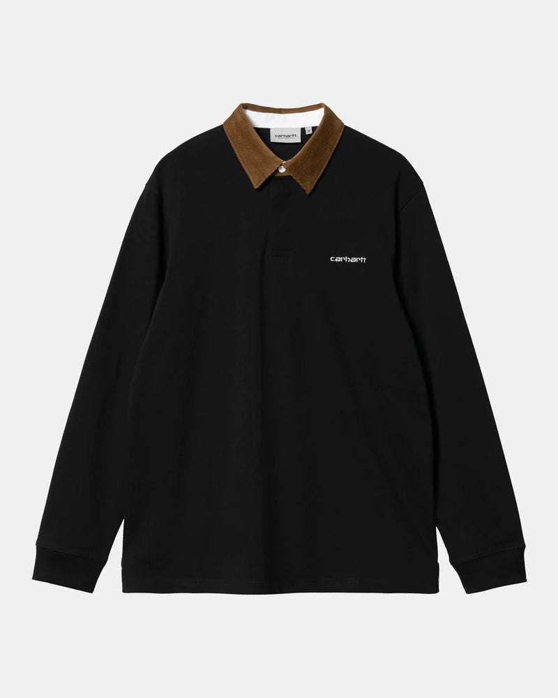 L/S Cord Rugby Shirt - Black/Hamilton Brown