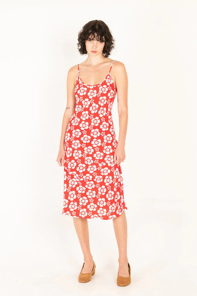 Happy Hibiscus Vacation Slip Dress -  Red