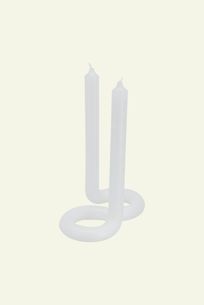 Twist candle round - White