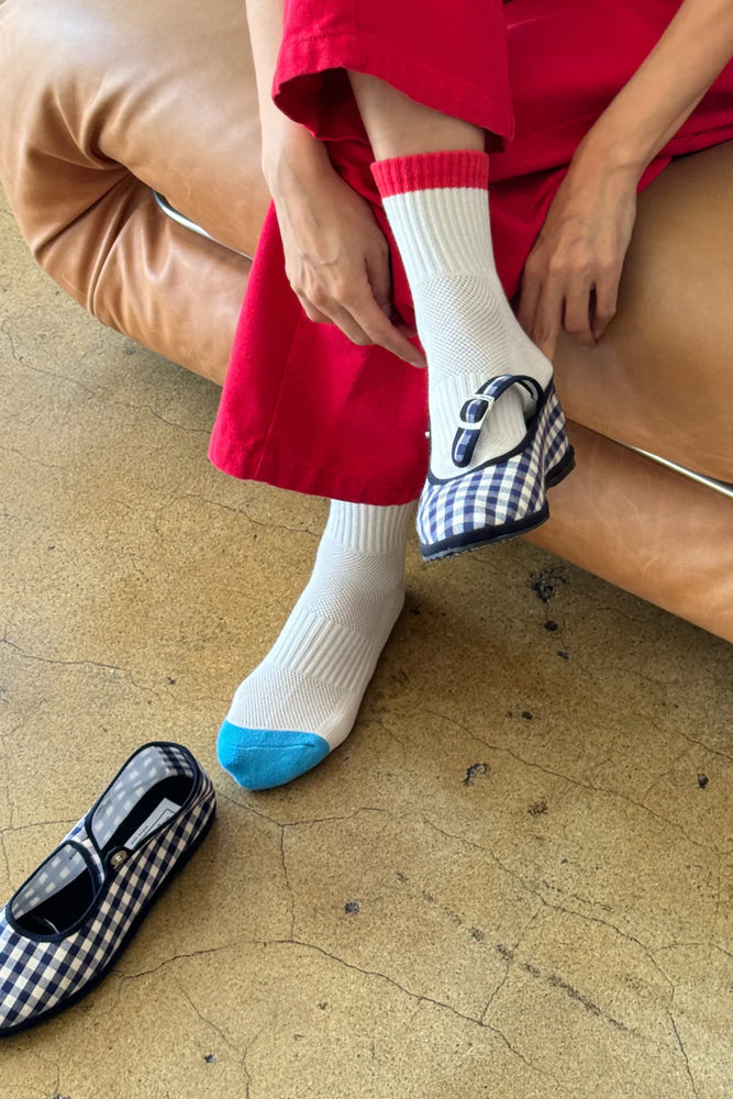 Color Block Girlfriend Sock - Blue Red
