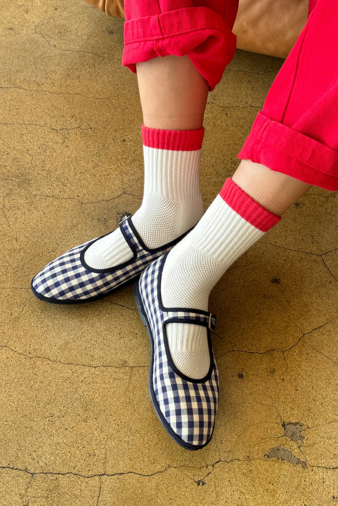 Color Block Girlfriend Sock - Blue Red