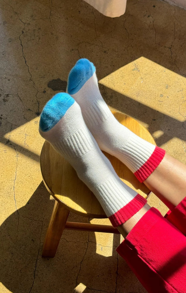 Color Block Girlfriend Sock - Blue Red