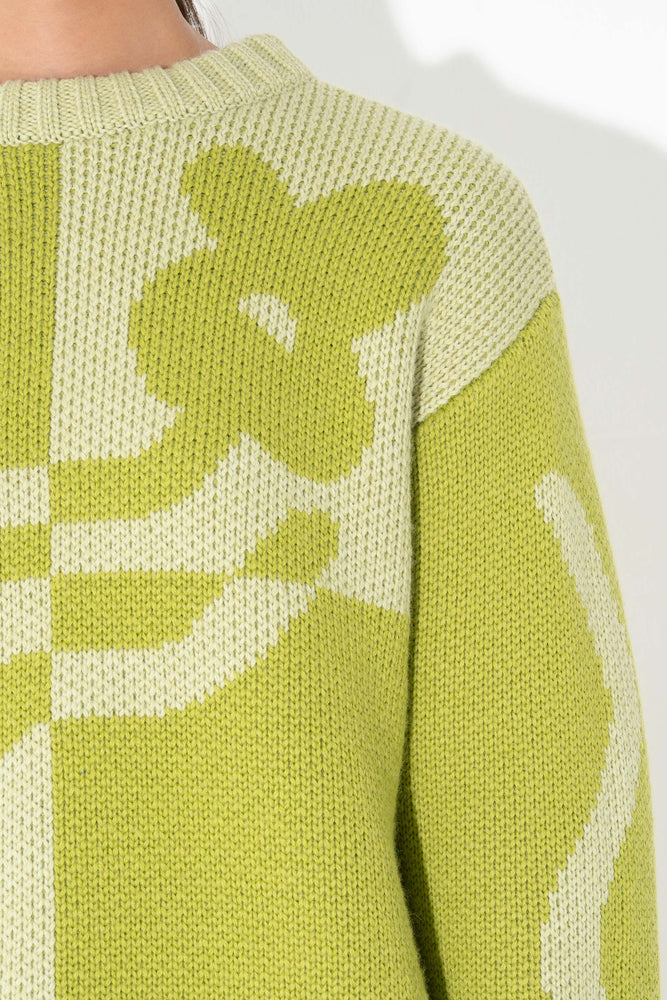 Two Tone Dad Jumper - Green Flower