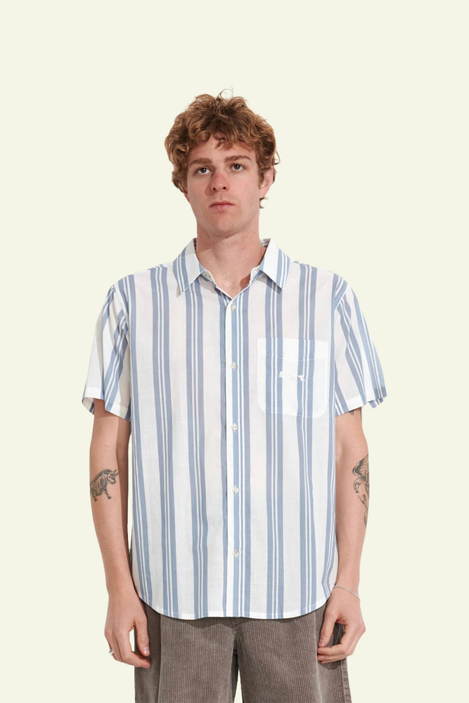 
            
                Load image into Gallery viewer, Primary Vacation S/S Shirt- Blue Stripe
            
        