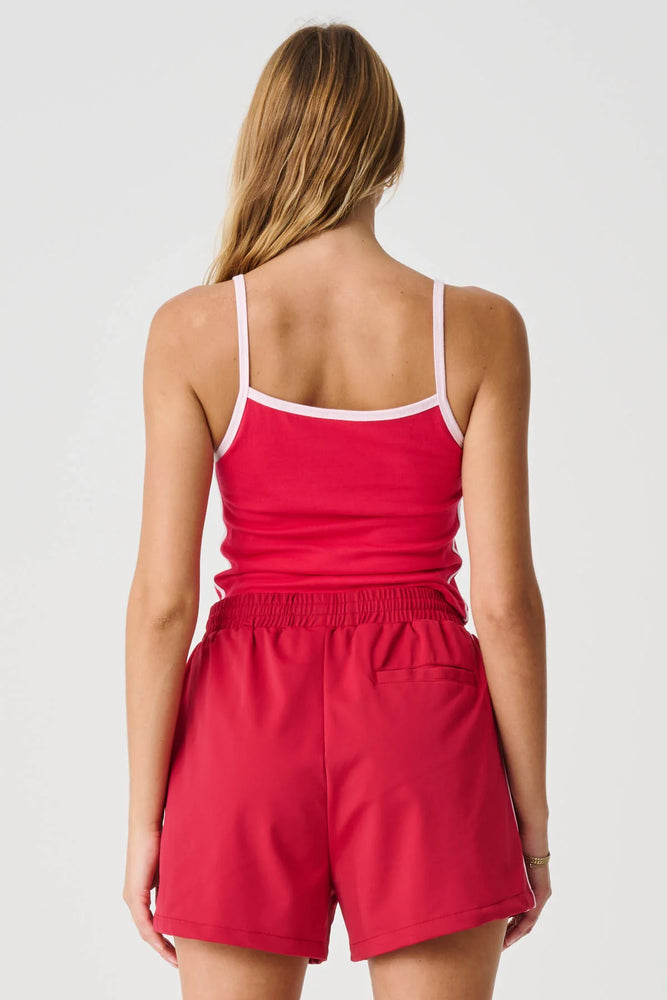 Devo'd Contrast Singlet - Cherry Red