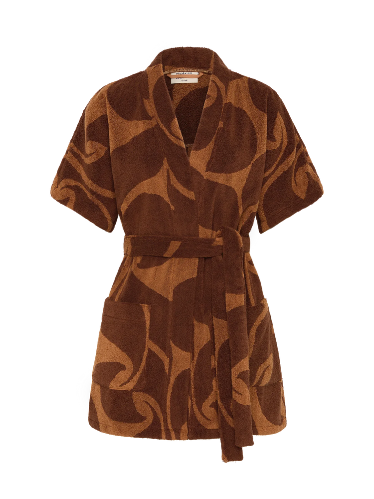 Towelling Mini Robe - Wave Umber