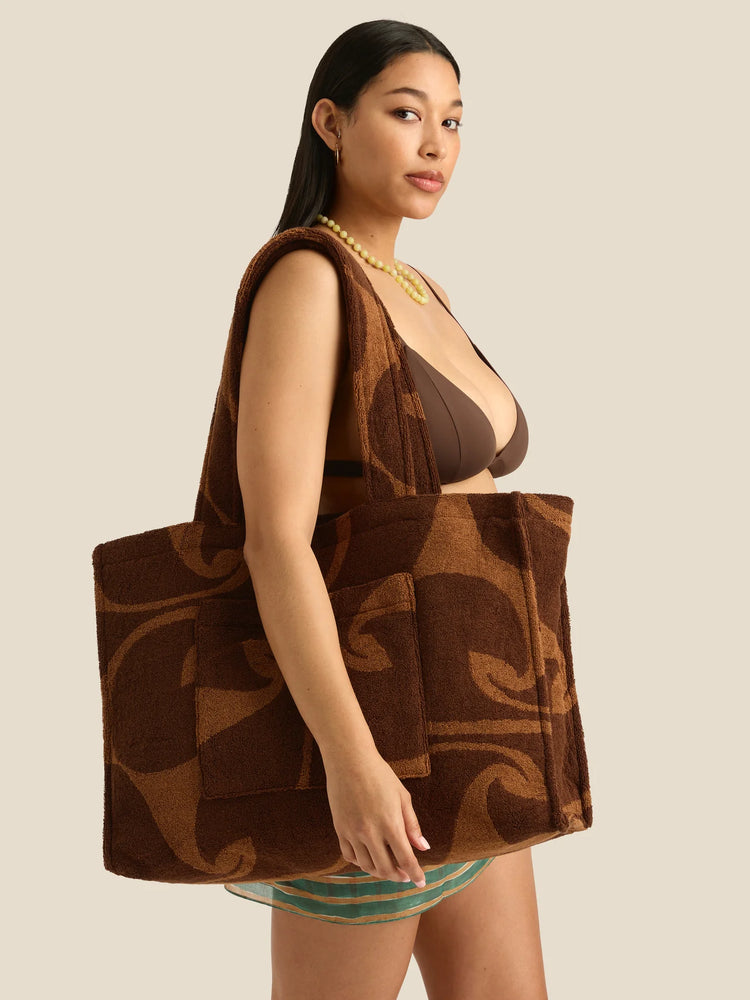 Towelling Beach Bag - Wave Umber