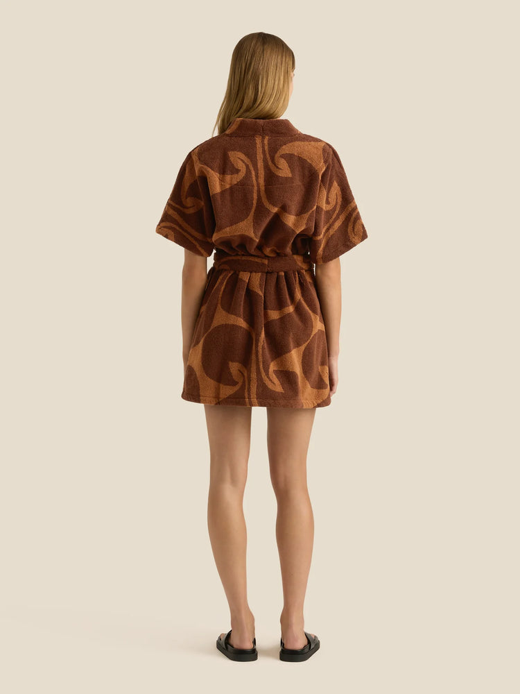 Towelling Mini Robe - Wave Umber