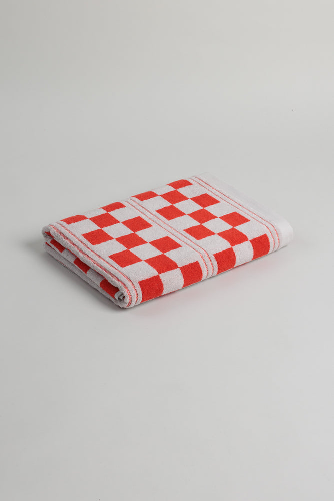 Busby - Limited Edition Pool Towel - Cloud & Ranch Red