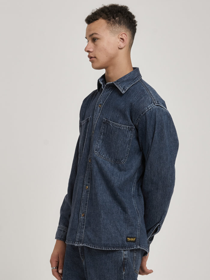 
            
                Load image into Gallery viewer, Thrills Union L/S Workshirt - Worn in Blue
            
        