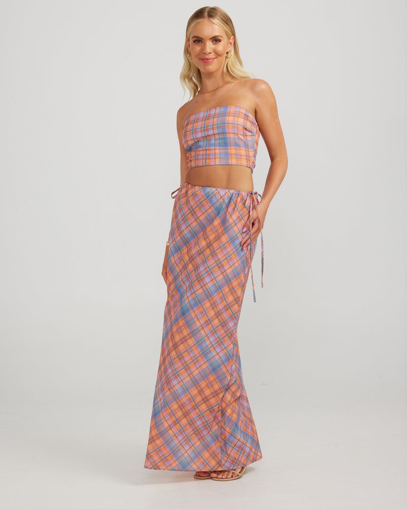 Bethany Maxi Skirt - Peachy Check