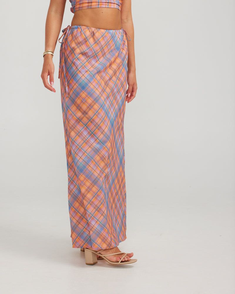 Bethany Maxi Skirt - Peachy Check