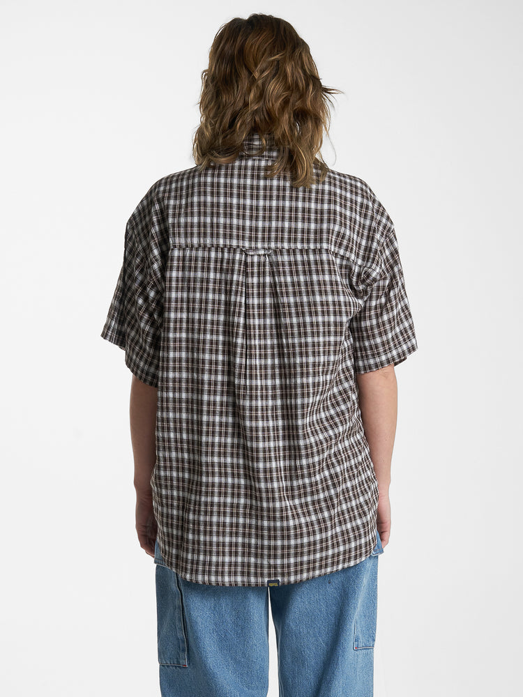 Hard Yakka x Thrills S/S Check Shirt (Womens)- Postal Brown