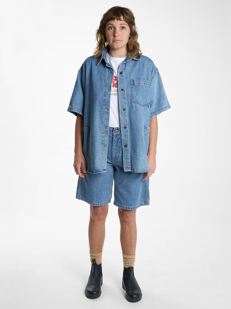 Hard Yakka x Thrills S/S Overshirt- Drill Blue