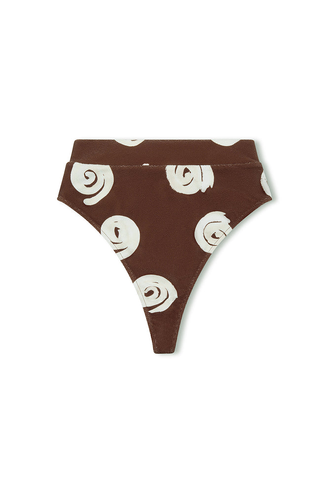 Textured Waistband Thong Brief - Cocoa Swirl