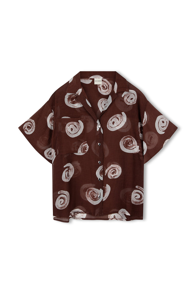 Sheer Textured Shirt - Cocoa Swirl