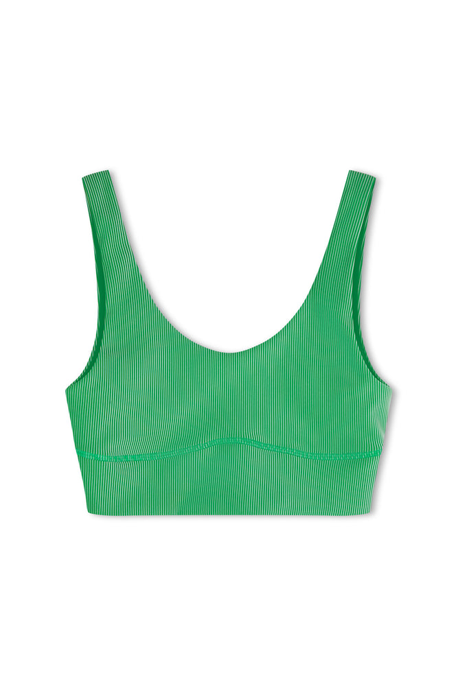 Stripe Rib Crop Top - Parrot Green