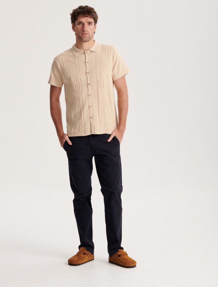 Access Knit Shirt - Oatmeal