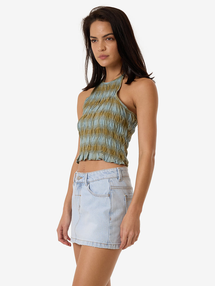 Ansley Halter Top - Stone Blue