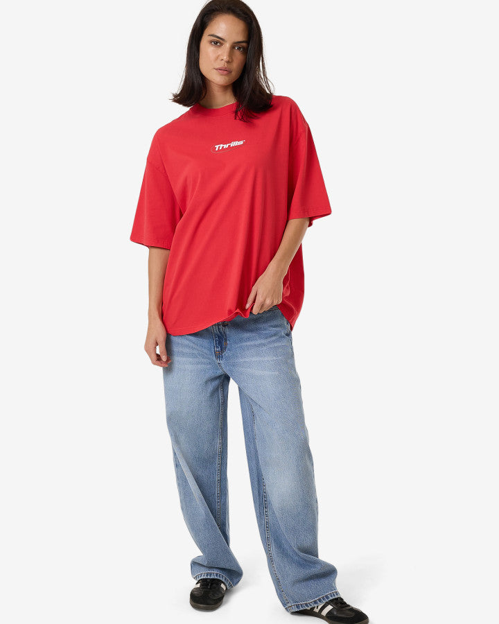 Arena Oversized Tee- Flame red