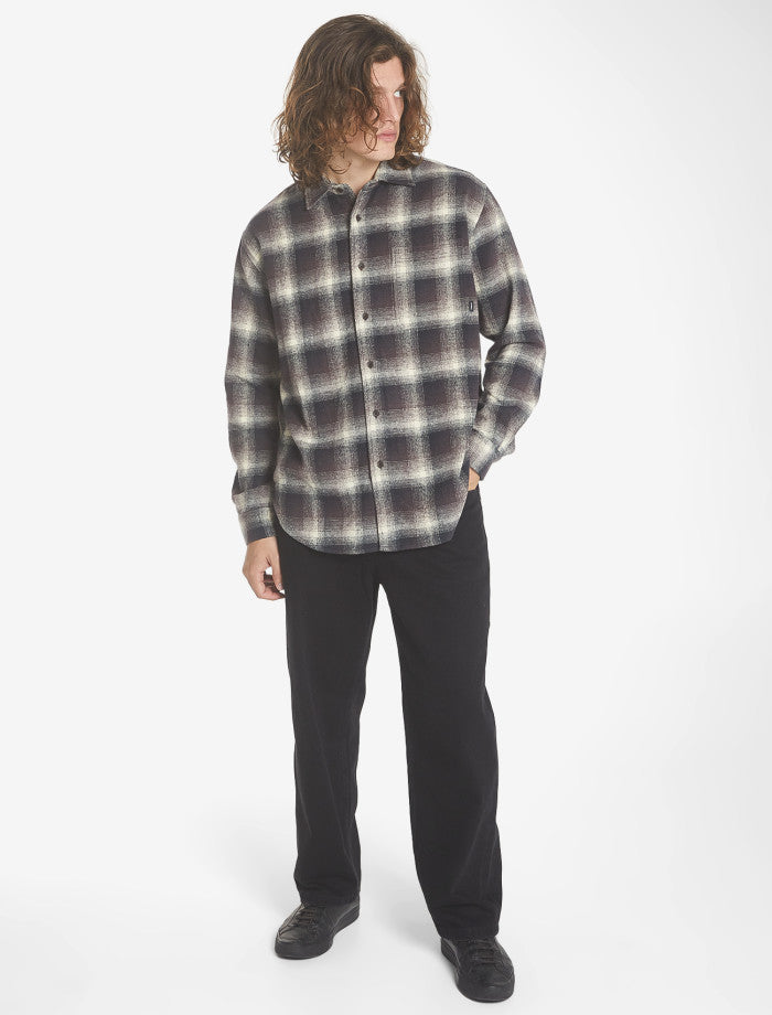 Barrio Long Sleeve Flannel Shirt - Deep Plum