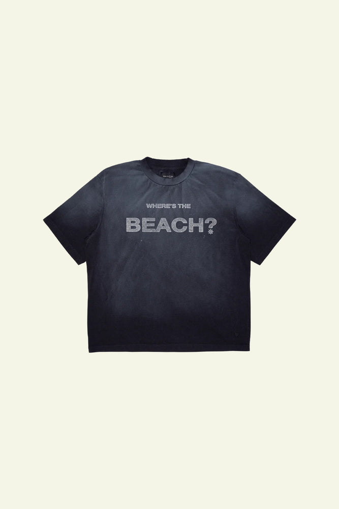 Beach? Boxy Tee- Washed Black