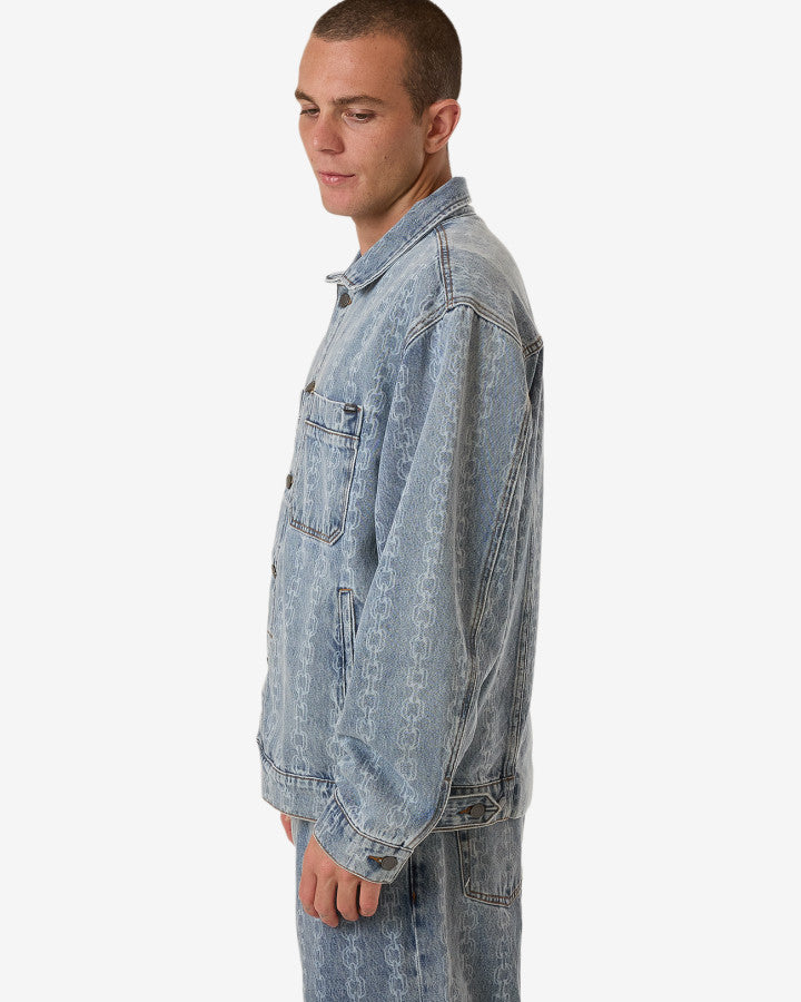 Chain Reaction Canyon Oversized Denim Jacket - Faded Rinse Indigo