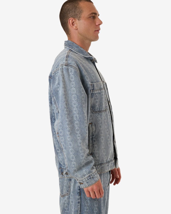 Chain Reaction Canyon Oversized Denim Jacket - Faded Rinse Indigo