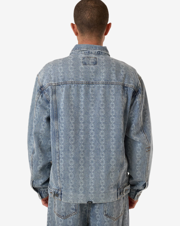 Chain Reaction Canyon Oversized Denim Jacket - Faded Rinse Indigo