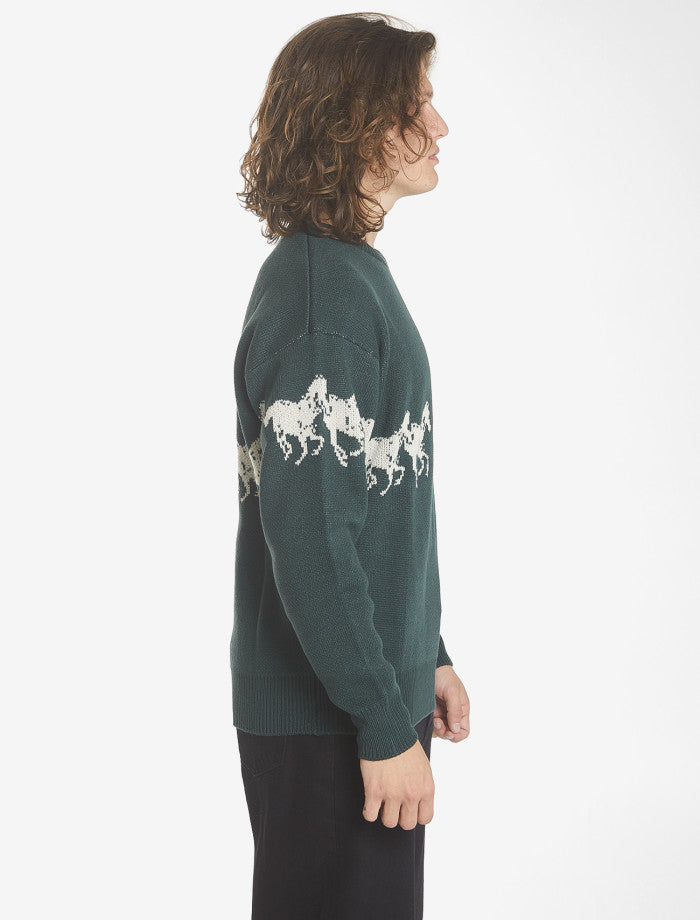 Chariot Rides On Crew Knit - Dark Jade