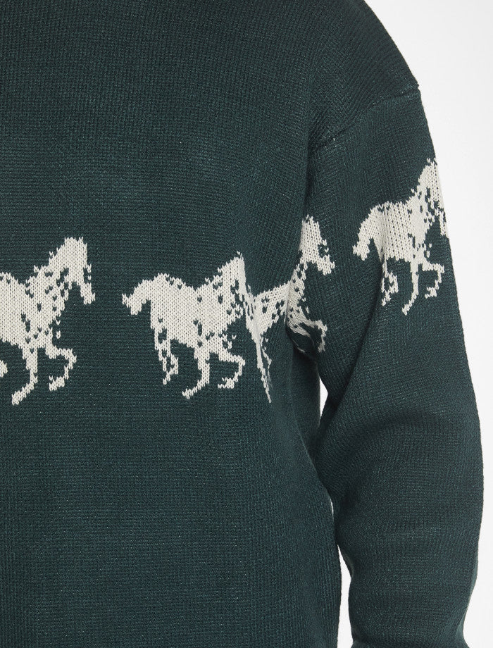 Chariot Rides On Crew Knit - Dark Jade