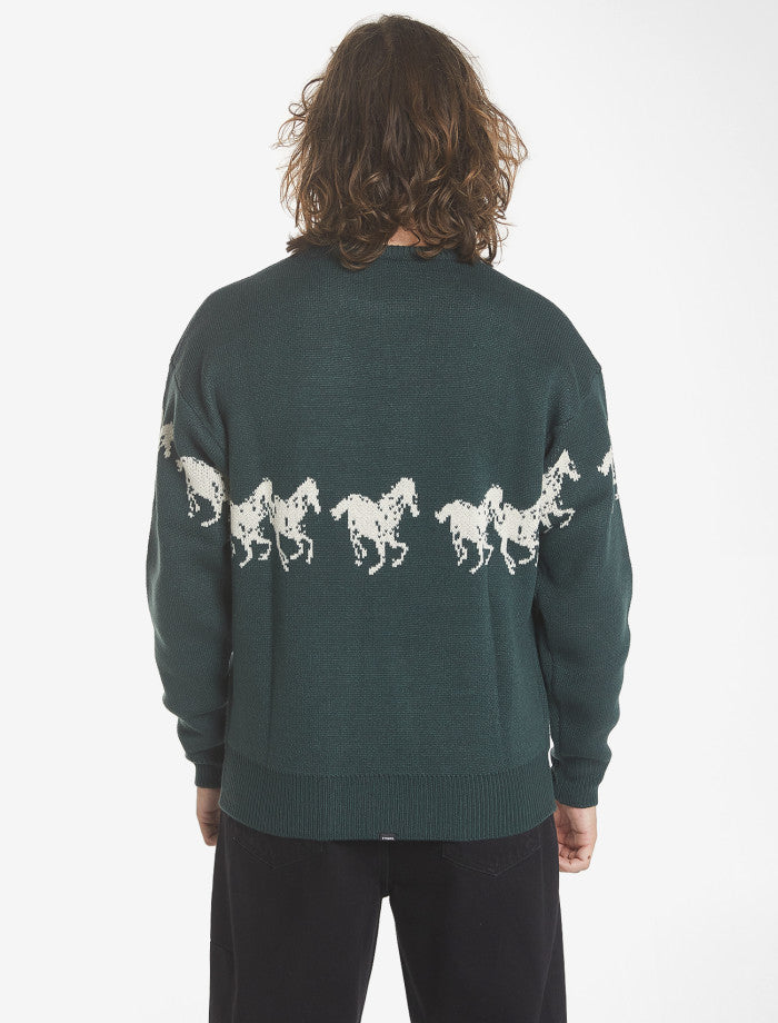 Chariot Rides On Crew Knit - Dark Jade