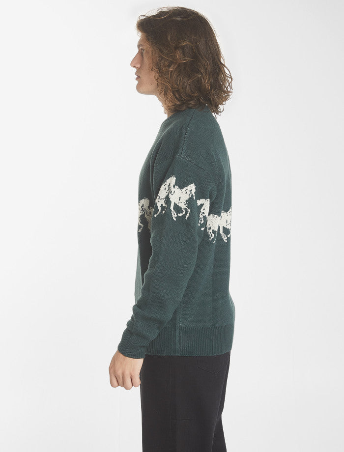 Chariot Rides On Crew Knit - Dark Jade